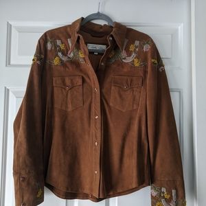 Tasha Polizzi Suede Beaded Top